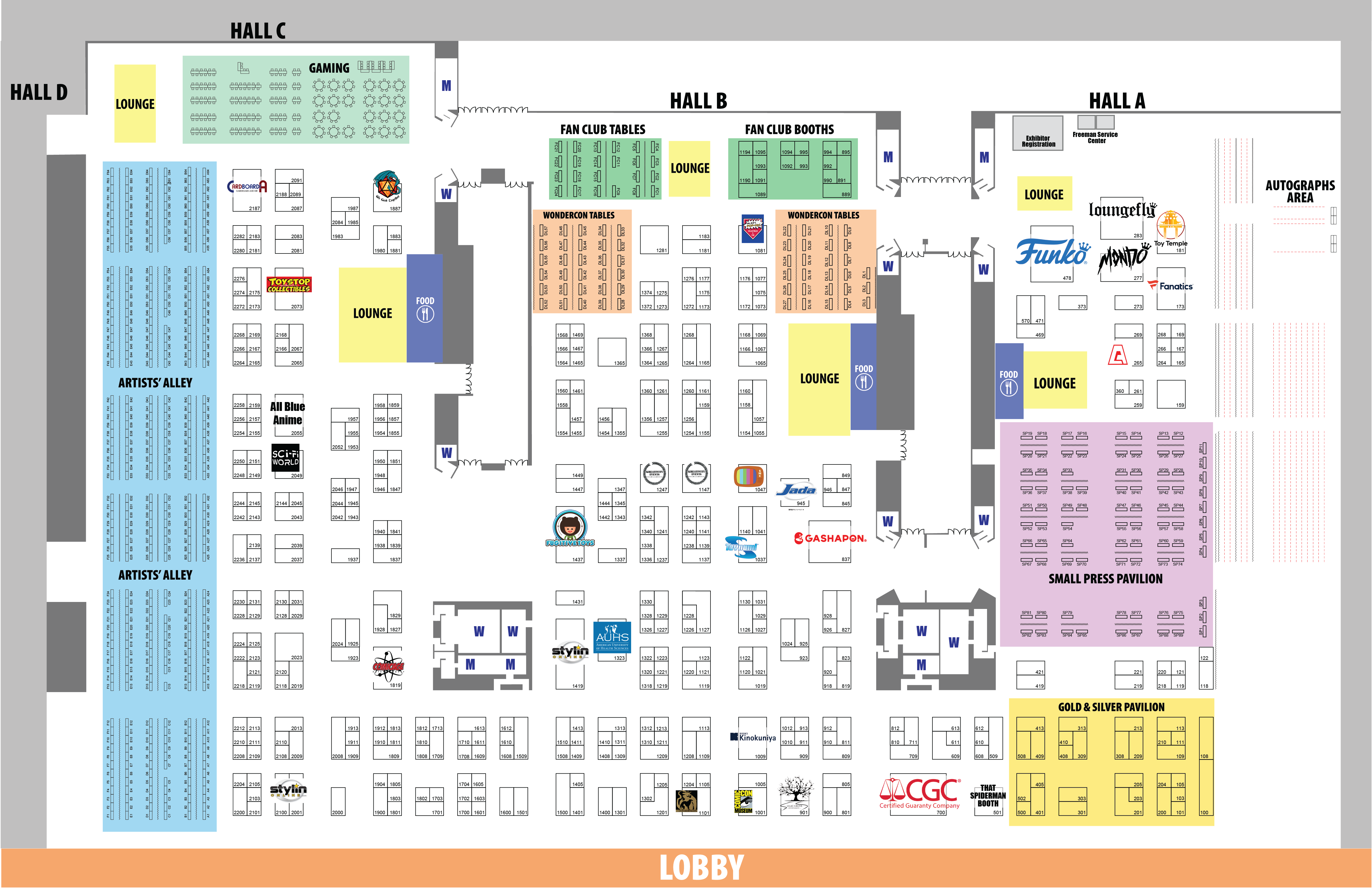 WonderCon 2025 Exhibit Hall Map
